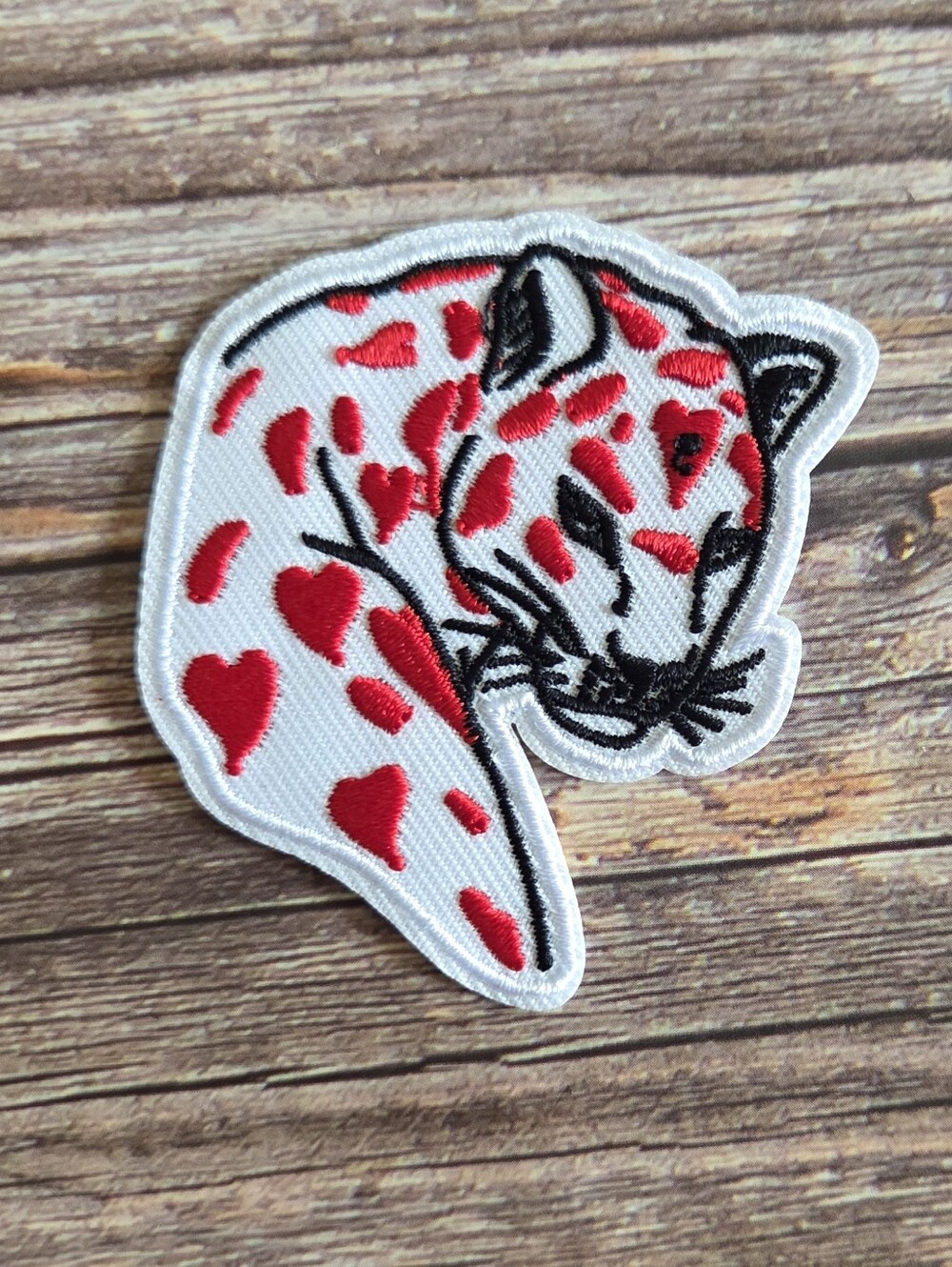 Sultry Leopard Big Cat With Hearts Pop Art Streetwear Punk Lolita Iron on Patch